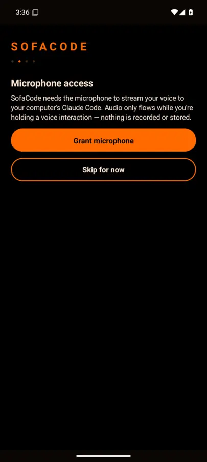 The onboarding step asking for microphone access