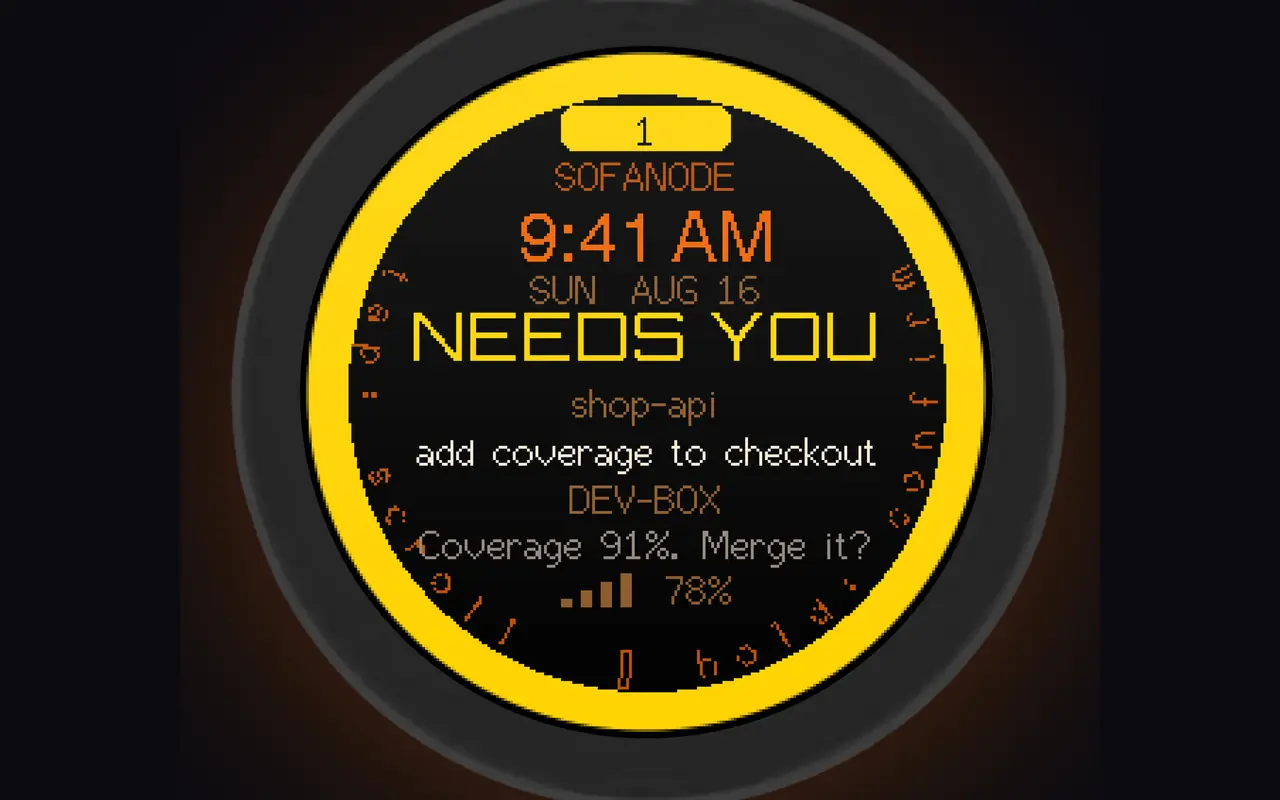 SofaNode face on with the ring blinking yellow: a session needs you